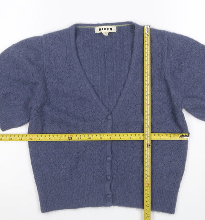 Boden Women’s Blue XS Wool Cashmere V-Neck Balloon Sleeve Cardigan