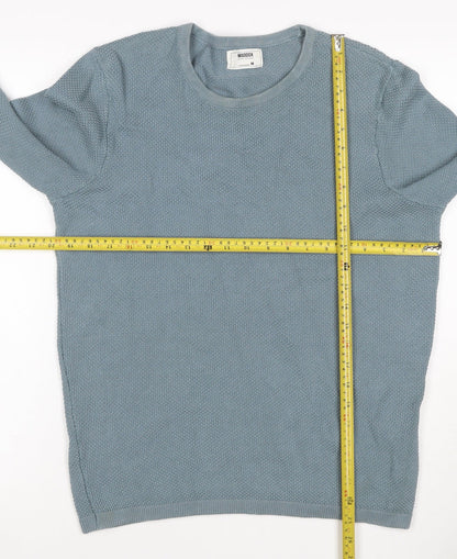 Maddox Men’s Blue Cotton Knit Crew Neck Pullover Jumper Size M