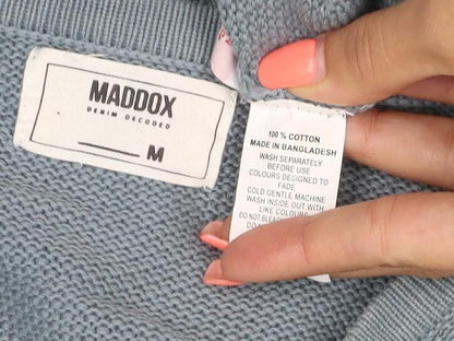 Maddox Men’s Blue Cotton Knit Crew Neck Pullover Jumper Size M