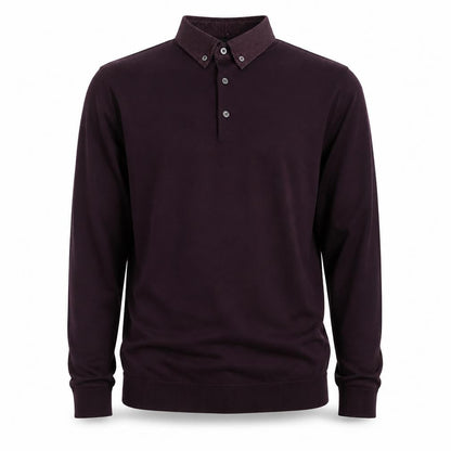 Next Men Purple M Long Sleeve Button-Down Collar Polo Shirt