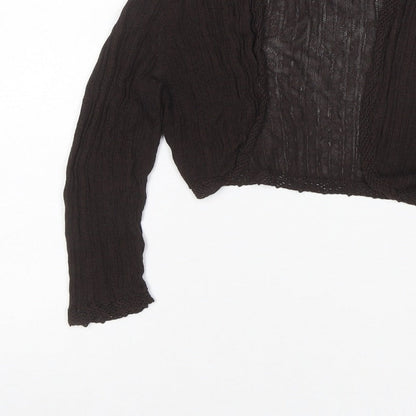 Monsoon Women Brown UK 12 Cropped Knit V-Neck Long Sleeve Top