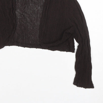 Monsoon Women Brown UK 12 Cropped Knit V-Neck Long Sleeve Top
