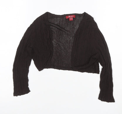 Monsoon Women Brown UK 12 Cropped Knit V-Neck Long Sleeve Top