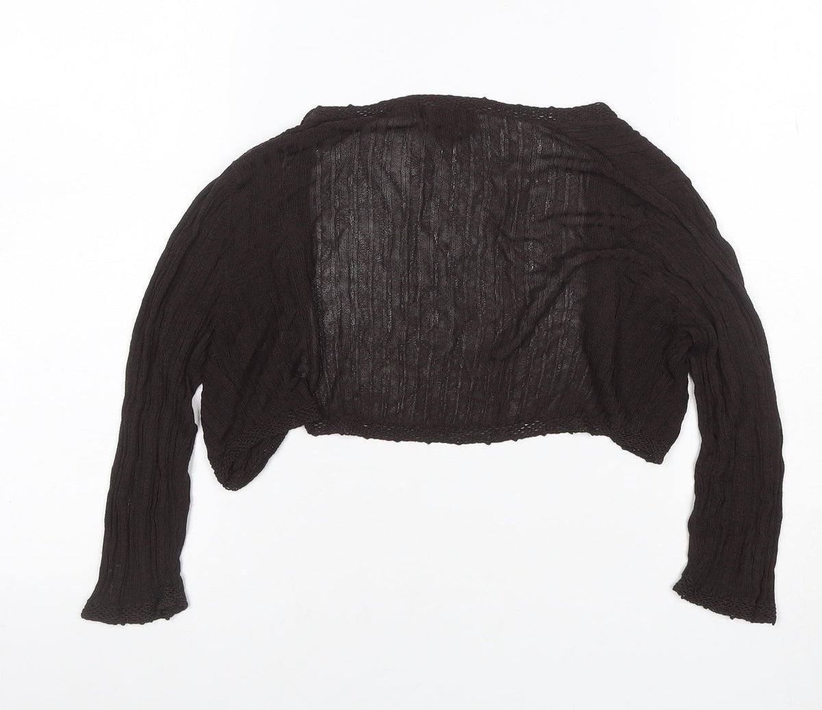 Monsoon Women Brown UK 12 Cropped Knit V-Neck Long Sleeve Top