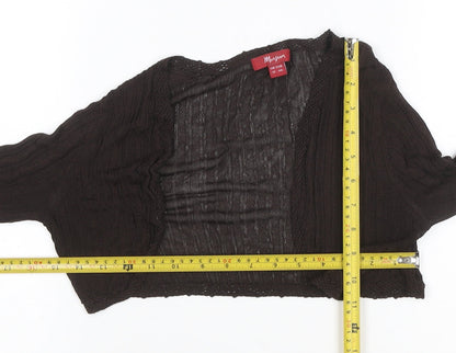 Monsoon Women Brown UK 12 Cropped Knit V-Neck Long Sleeve Top