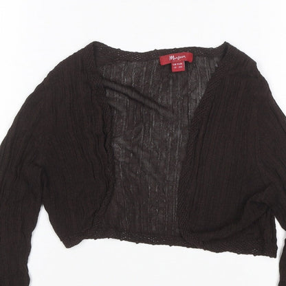 Monsoon Women Brown UK 12 Cropped Knit V-Neck Long Sleeve Top