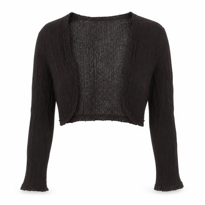 Monsoon Women Brown UK 12 Cropped Knit V-Neck Long Sleeve Top