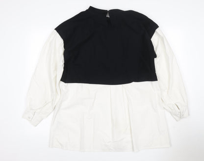 Noisy May Women Black White L Layered High Neck Shirt Dress