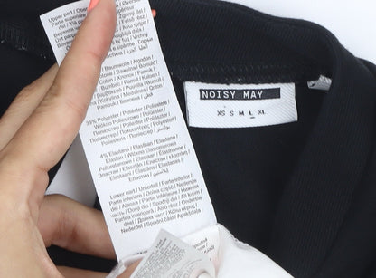 Noisy May Women Black White L Layered High Neck Shirt Dress
