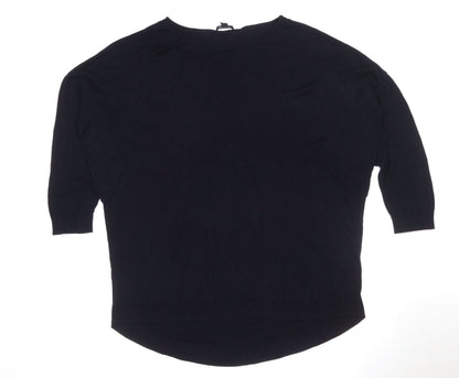 COS Women Black L Viscose Knit Tunic Top 3/4 Raglan Sleeve
