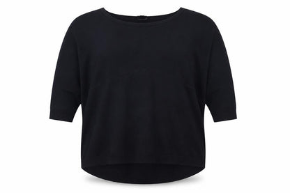 COS Women Black L Viscose Knit Tunic Top 3/4 Raglan Sleeve