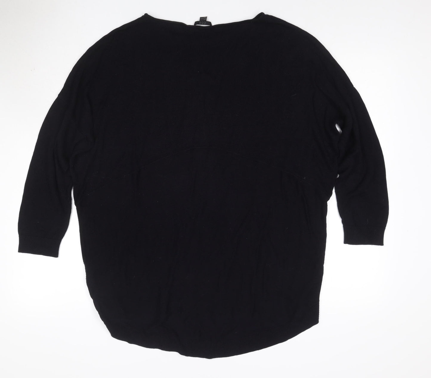 COS Women Black L Viscose Knit Tunic Top 3/4 Raglan Sleeve