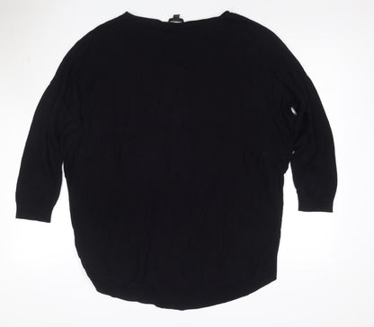 COS Women Black L Viscose Knit Tunic Top 3/4 Raglan Sleeve