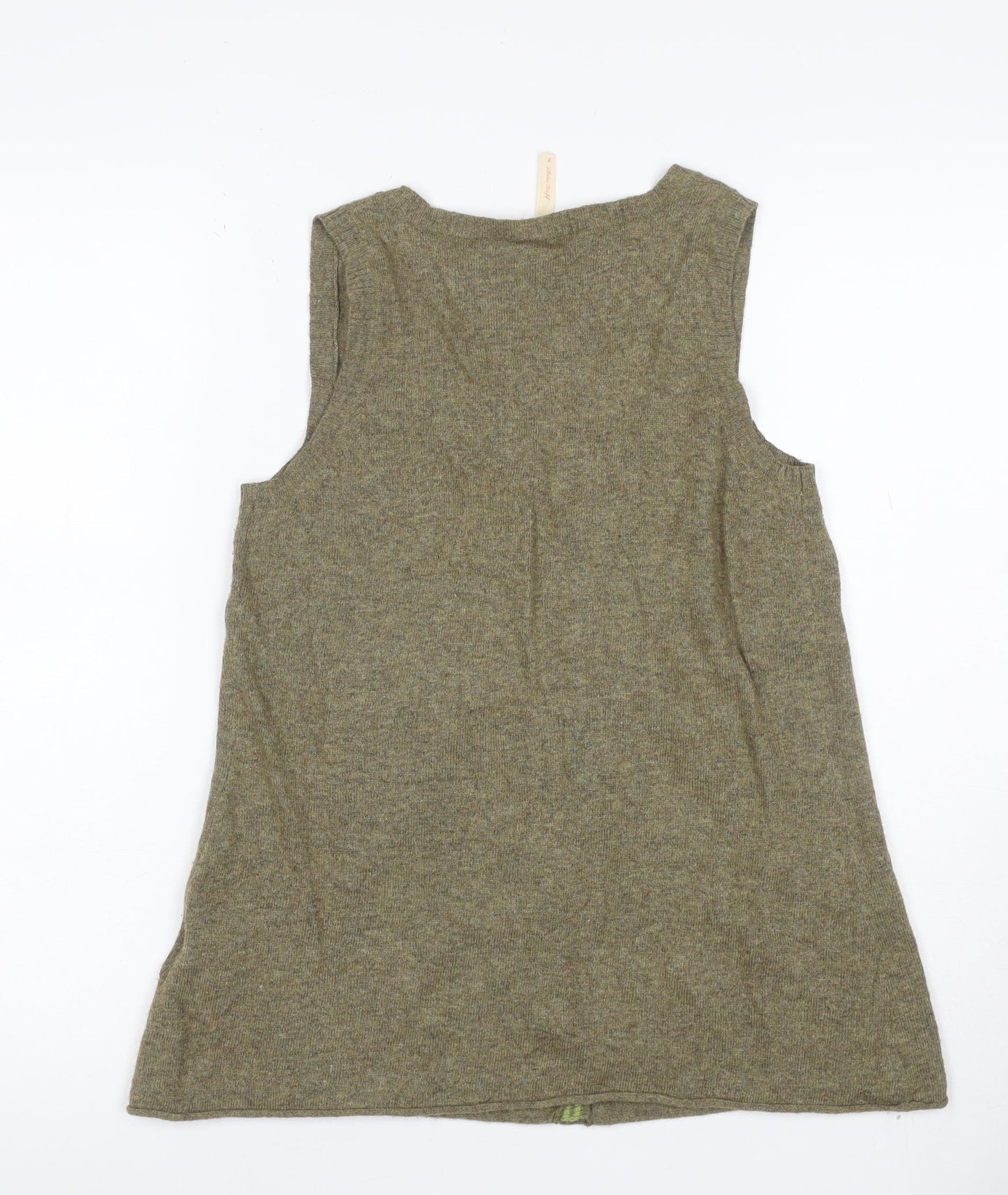 White Stuff Women’s Green Linen Knit Button Front Tank Top UK 12