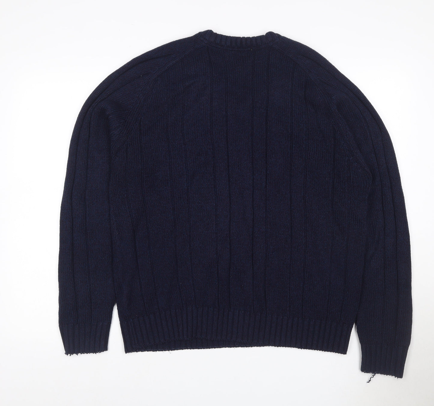 P.G. Field Men’s Blue Large Cable Knit V-Neck Acrylic Pullover Jumper