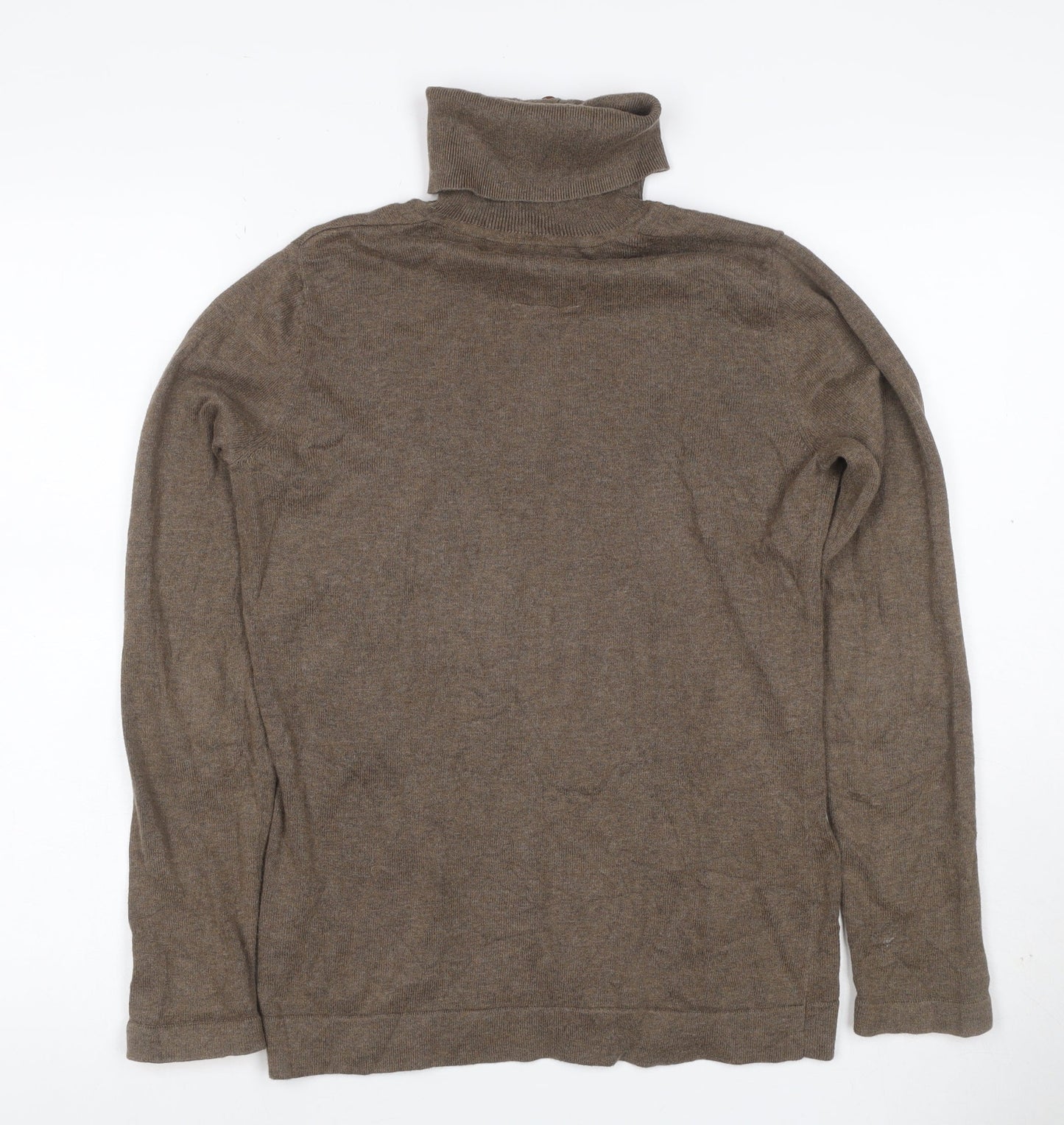Aigle Women’s Brown M Cotton Cashmere High Neck Henley Jumper