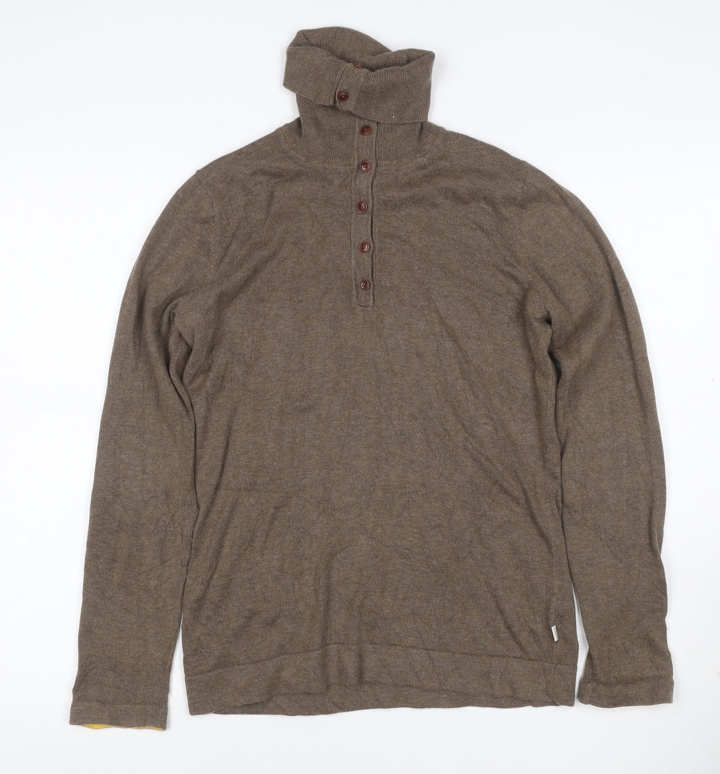 Aigle Women’s Brown M Cotton Cashmere High Neck Henley Jumper