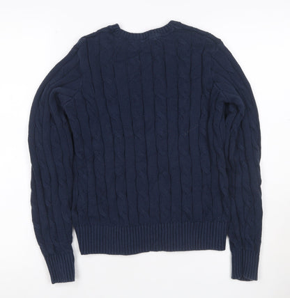 U.S. Polo Assn. Women’s Blue UK 10 Cable Knit Cotton Jumper