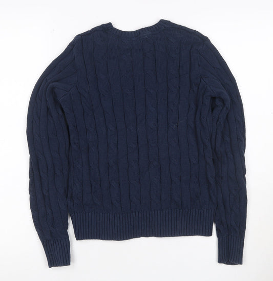 U.S. Polo Assn. Women’s Blue UK 10 Cable Knit Cotton Jumper