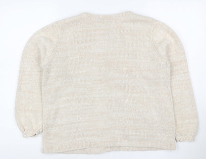 Orvis Women Ivory L Ramie Cotton Button Knit Cardigan