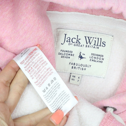 Jack Wills Women’s Pink UK 6 Pullover Logo Hoodie