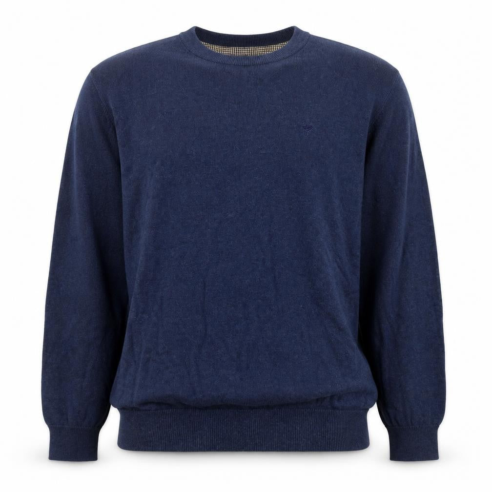 John Partridge Men’s Blue Large Cotton Crew Neck Logo Jumper