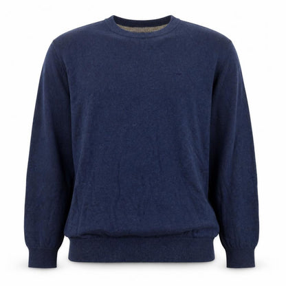 John Partridge Men’s Blue Large Cotton Crew Neck Logo Jumper