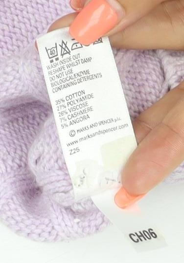 Marks & Spencer Women Pink UK 16 Cable-Knit Cashmere Blend Pullover Jumper