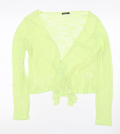 Roman Women Green Size 12 Sheer Lace Knit Wrap Tie Blouse Long Sleeve