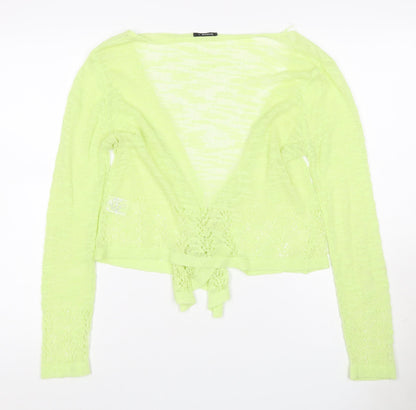 Roman Women Green Size 12 Sheer Lace Knit Wrap Tie Blouse Long Sleeve