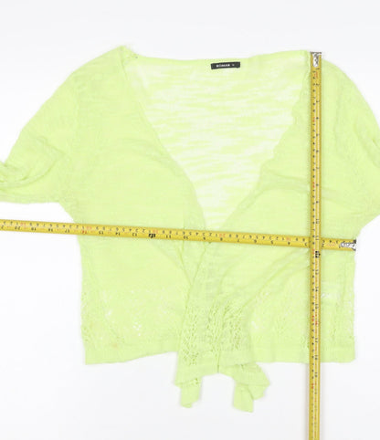 Roman Women Green Size 12 Sheer Lace Knit Wrap Tie Blouse Long Sleeve
