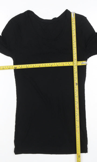 Marks and Spencer Women Black Size 6 Heatgen Geometric Long Sleeve Top