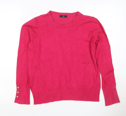 M&Co Women’s Pink Size 14 Petite Round Neck Raglan Knit Jumper