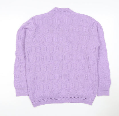 Beaumonde Paris Women Purple UK 12 Cable Knit Button Cardigan