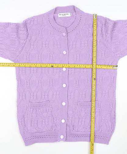Beaumonde Paris Women Purple UK 12 Cable Knit Button Cardigan