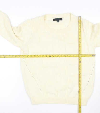 Fever London Women Ivory UK 12 Cable Knit Crew Neck Pullover Jumper