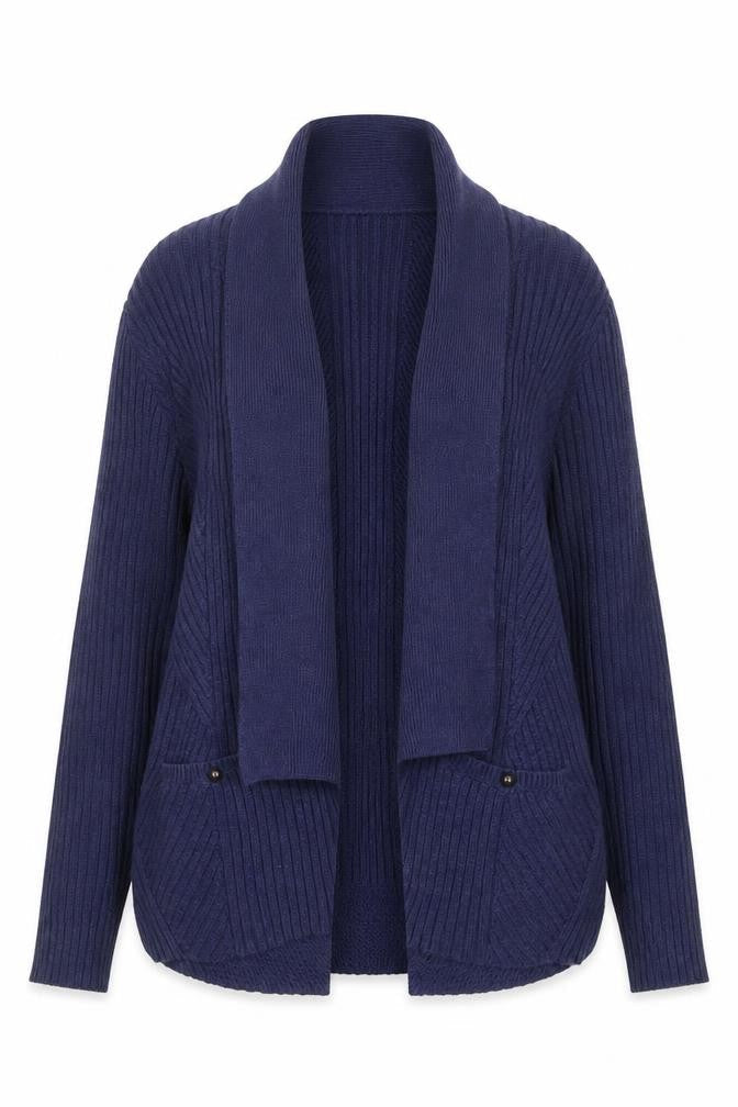 Marks and Spencer Women Navy UK 16 Open Cable Knit Cotton Cardigan