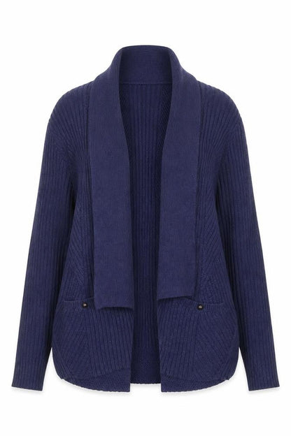 Marks and Spencer Women Navy UK 16 Open Cable Knit Cotton Cardigan