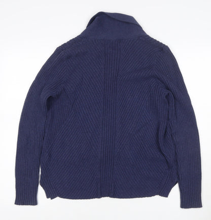Marks and Spencer Women Navy UK 16 Open Cable Knit Cotton Cardigan