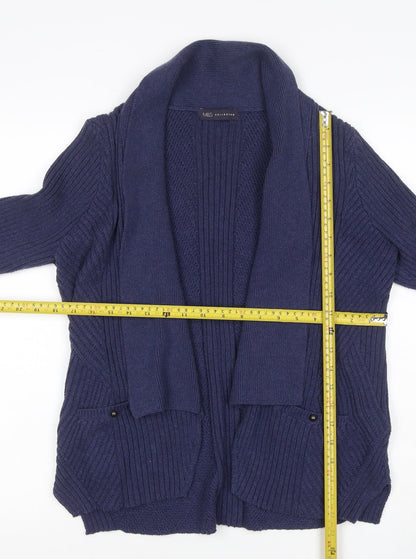 Marks and Spencer Women Navy UK 16 Open Cable Knit Cotton Cardigan