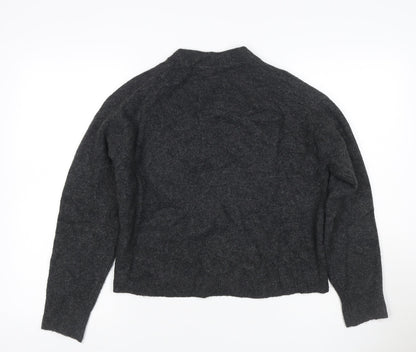 UNIQLO Women Grey Wool Blend V-Neck Button Cardigan Size S