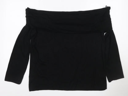 Marks and Spencer Women Black Size 22 Boat Neck Knit Jumper