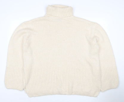 FW Bridge Women Ivory UK 14 Chunky Knit Roll Neck Jumper