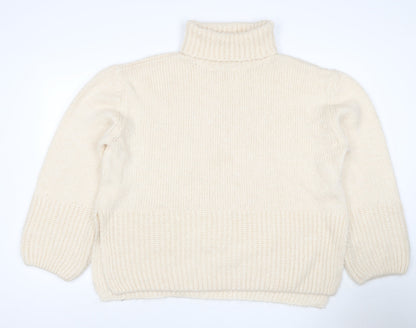 FW Bridge Women Ivory UK 14 Chunky Knit Roll Neck Jumper