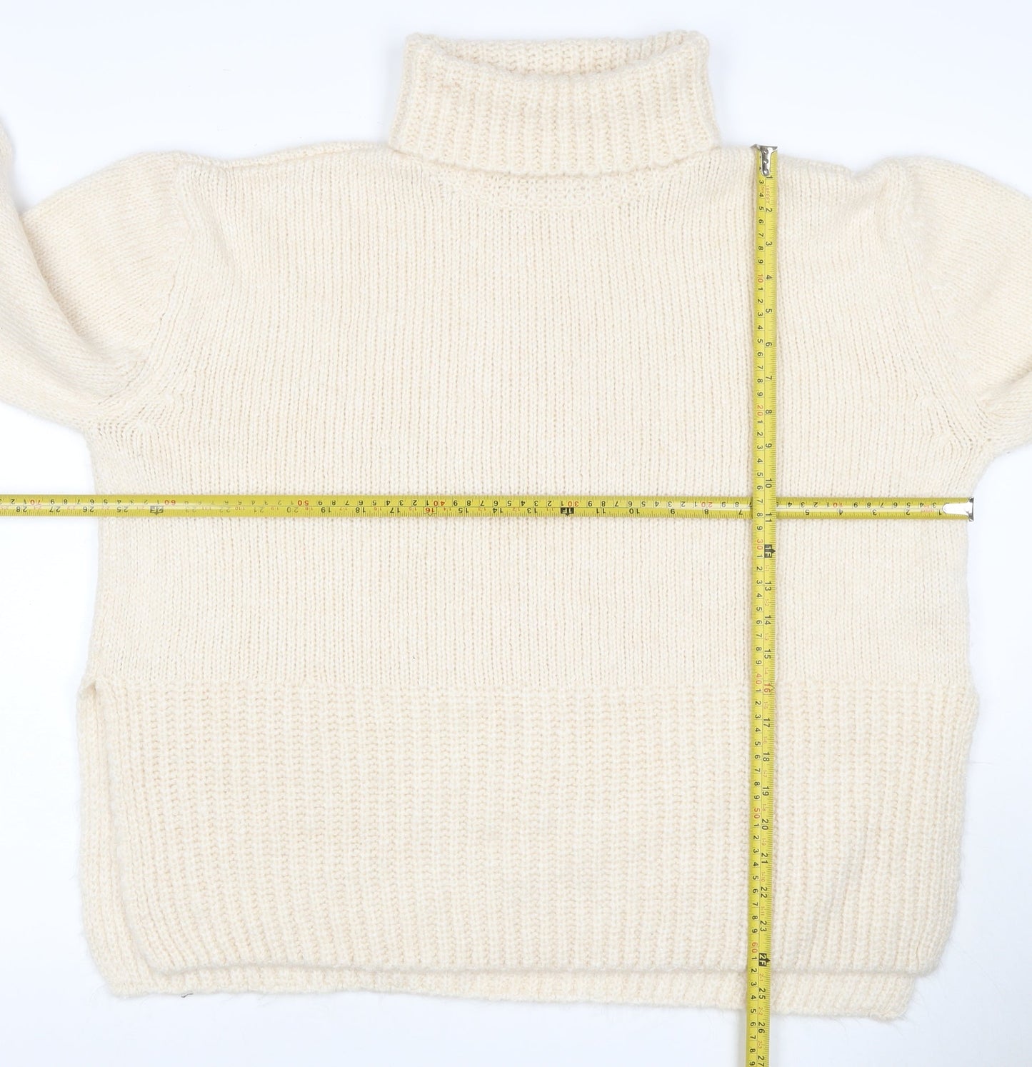 FW Bridge Women Ivory UK 14 Chunky Knit Roll Neck Jumper