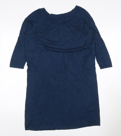 Gap Women Blue S Knit Ruffle 3/4 Sleeve Jumper Dress