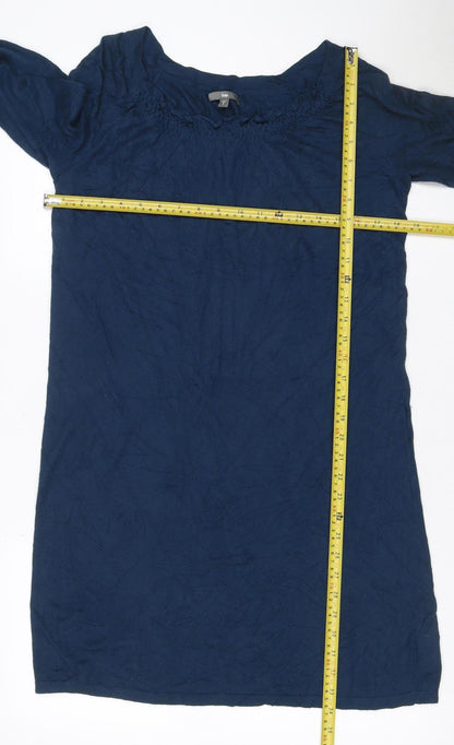 Gap Women Blue S Knit Ruffle 3/4 Sleeve Jumper Dress