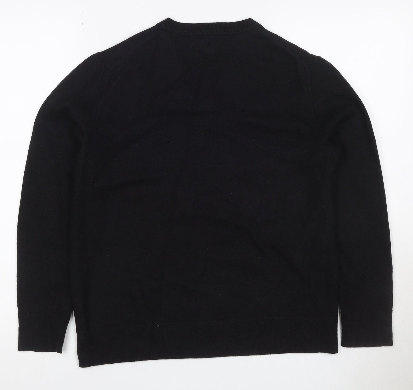 Banana Republic Women Black Merino Wool V-Neck Pullover Jumper UK 14