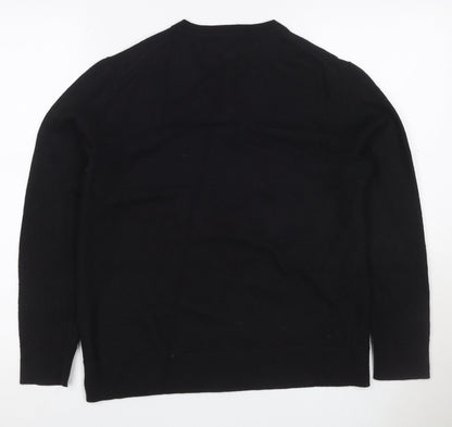 Banana Republic Women Black Merino Wool V-Neck Pullover Jumper UK 14