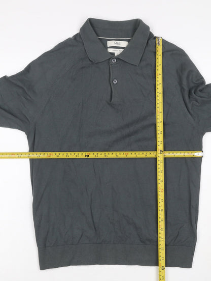 Marks and Spencer Men’s Grey Size S Long Sleeve Knit Polo